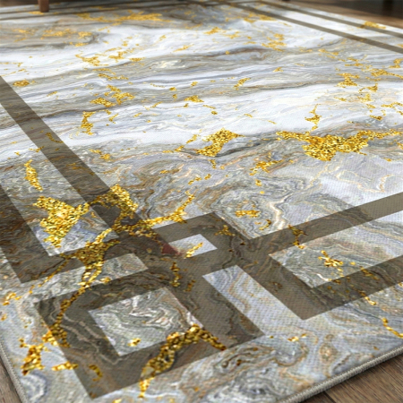 Covoare antiderapante - Covor cameră antiderapant, Marmură Auriu, mai multe dimensiuni