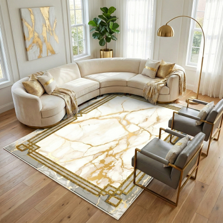 Covoare antiderapante - Covor cameră antiderapant, model Accente Gold, mai multe dimensiuni