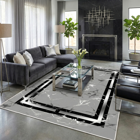Covoare antiderapante - Covor cameră antiderapant, Marmură Gri, mai multe dimensiuni