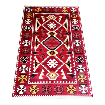 Covor cameră antiderapant, Model Boho Etnic, Roșu, 80x200 cm, CCA2312 [8]