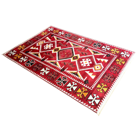Covor cameră antiderapant, Model Boho Etnic, Roșu, 80x200 cm, CCA2312 [7]