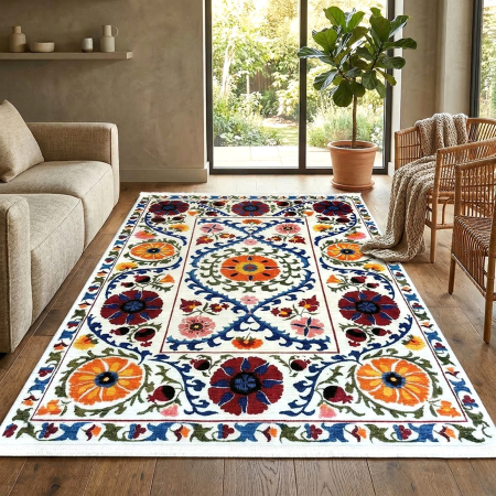 Covoare antiderapante - Covor cameră antiderapant, Tradițional Floral Multicolor, mai multe dimensiuni