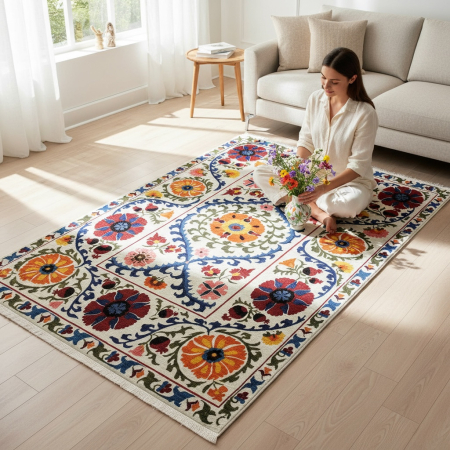 Covoare antiderapante - Covor cameră antiderapant, Tradițional Floral Multicolor, mai multe dimensiuni