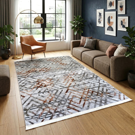 Covoare antiderapante - Covor cameră antiderapant, Model Urban Industrial Gri, mai multe dimensiuni