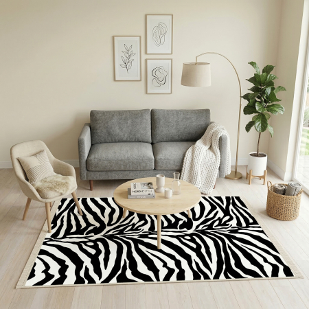 Covoare antiderapante - Covor cameră antiderapant, Model Animal Print Zebra, mai multe dimensiuni