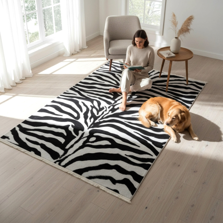Covoare antiderapante - Covor cameră antiderapant, Model Animal Print Zebra, mai multe dimensiuni