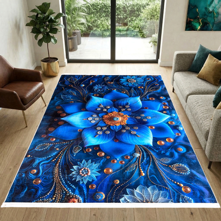 Covoare antiderapante - Covor cameră antiderapant, Model Floral Royal, mai multe dimensiuni