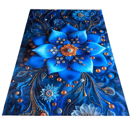 Covor cameră antiderapant, Model Floral Royal, mai multe dimensiuni [6]