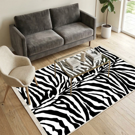 Covoare antiderapante - Covor cameră antiderapant, Model Animal Print Zebra, mai multe dimensiuni