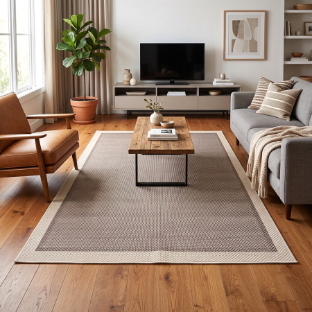 Covoare antiderapante - Covor cameră antiderapant, cu Aspect de Sisal, Țesătură plată, Bej, diverse dimensiuni
