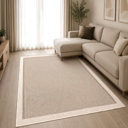Covoare antiderapante - Covor cameră antiderapant, cu Aspect de Sisal, Țesătură plată, Bej, diverse dimensiuni