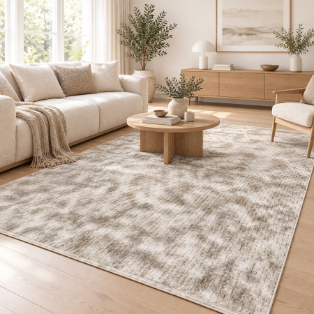 Covoare antiderapante - Covor cameră antiderapant Welsoft Plus, model abstract, bej-taupe, diverse mărimi