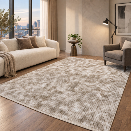 Covoare antiderapante - Covor cameră antiderapant Welsoft Plus, model abstract, bej-taupe, diverse mărimi