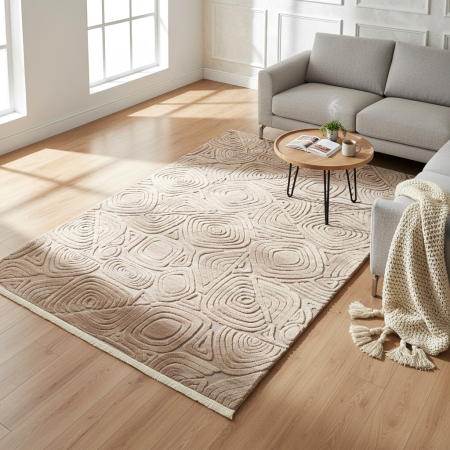 Covoare antiderapante - Covor cameră antiderapant, Welsoft, triunghi bej, mai multe dimensiuni