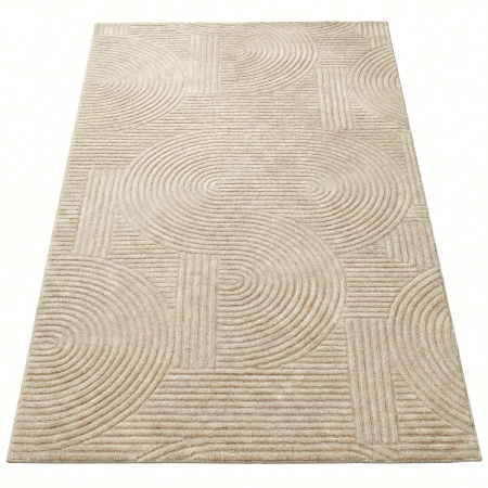 Covoare antiderapante - Covor cameră antiderapant, Welsoft, acolade bej, mai multe dimensiuni