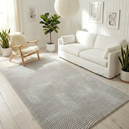 Covoare antiderapante - Covor cameră antiderapant, Welsoft, acolade gri, mai multe dimensiuni