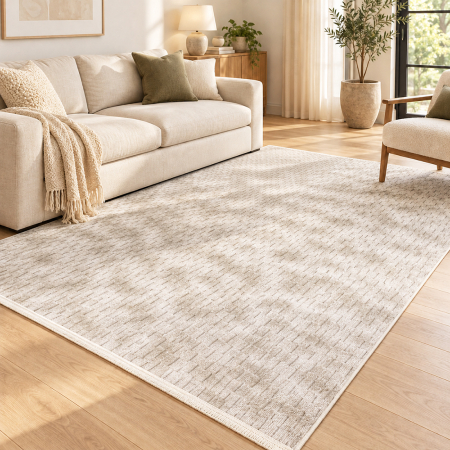 Covoare antiderapante - Covor cameră antiderapant Welsoft Plus, model abstract, bej-taupe, diverse mărimi