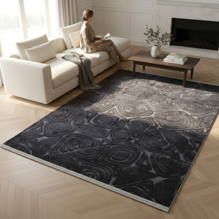 Covoare antiderapante - Covor cameră antiderapant, Welsoft, triunghi antracit, mai multe dimensiuni