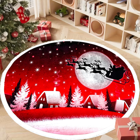 Covoare Crăciun - Covor decorativ Crăciun, rotund, antiderapant, diametru 100 cm, CCR101