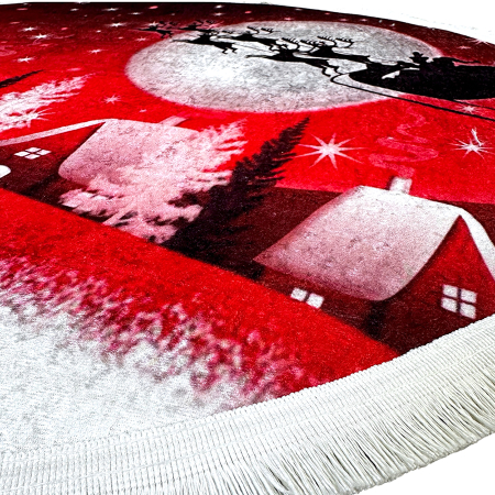 Covoare Crăciun - Covor decorativ Crăciun, rotund, antiderapant, diametru 100 cm, CCR101