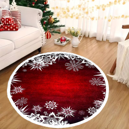 Covoare Crăciun - Covor decorativ Crăciun, rotund, antiderapant, diametru 100 cm, CCR102