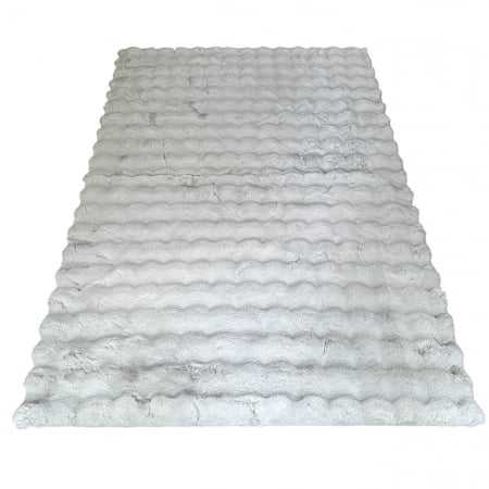 Covor pufos imitație blană de iepure 3D gri CFF101 [8]