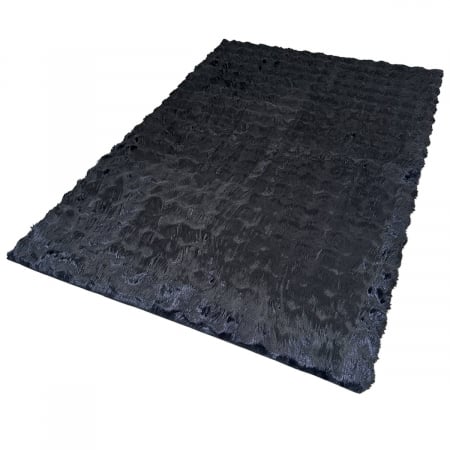 Covor pufos imitație blană de iepure 3D negru CFF141 [6]