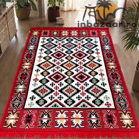 Covoare tradiționale - Covor rustic tradițional, 2 fețe, diverse mărimi, Roșu