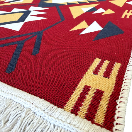 Covor Țesut Tradițional, 2 fețe, Model Etnic Tribal Roșu, diverse dimensiuni [8]