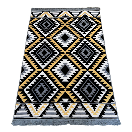 Covor Țesut Tradițional, 2 fețe, Model Boho Etnic Ocru, diverse dimensiuni [6]