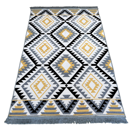 Covor Țesut Tradițional, 2 fețe, Model Boho Etnic Ocru, diverse dimensiuni [11]