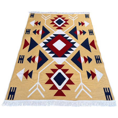 Covor Țesut Tradițional, 2 fețe, Model Etnic Tribal Roșu, diverse dimensiuni [6]