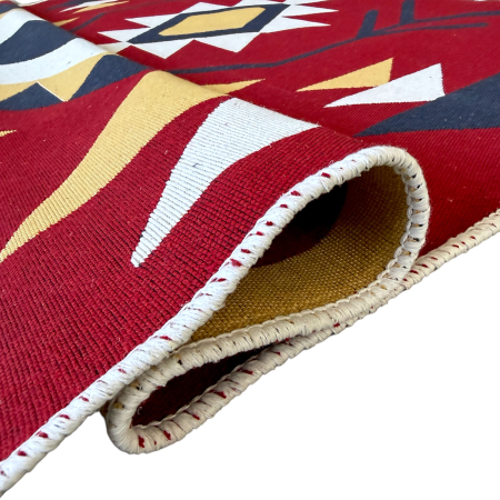 Covor Țesut Tradițional, 2 fețe, Model Etnic Tribal Roșu, diverse dimensiuni [7]