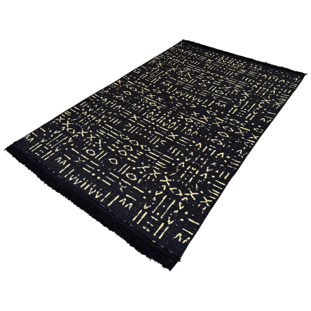 Covoare tradiționale - Covor Țesut Tradițional, 2 fețe, Model Tribal Etnic Negru-Bej, diverse dimensiuni