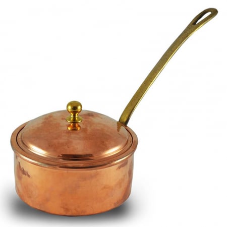 Produse din cupru - Cratiță cu capac din cupru, lucrată manual, 1100 ml CTR71
