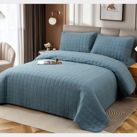 Cuverturi - Cuvertură bumbac 100%, 4 piese, pat 2 persoane, 230x240 cm, EY02