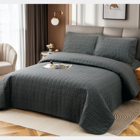 Cuverturi - Cuvertură bumbac 100%, 4 piese, pat 2 persoane, 230x240 cm, EY08