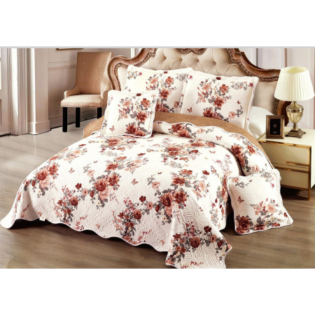 Cuverturi - Cuvertură bumbac 100%, 5 piese, pat 2 persoane, 230x250 cm, CB128