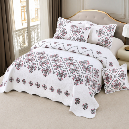 Cuverturi - Cuvertură bumbac 100%, 5 piese, pat 2 persoane, 230x250 cm, CB411