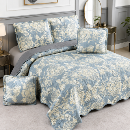 Cuverturi - Cuvertură bumbac 100%, 5 piese, pat 2 persoane, 230x250 cm, CB506