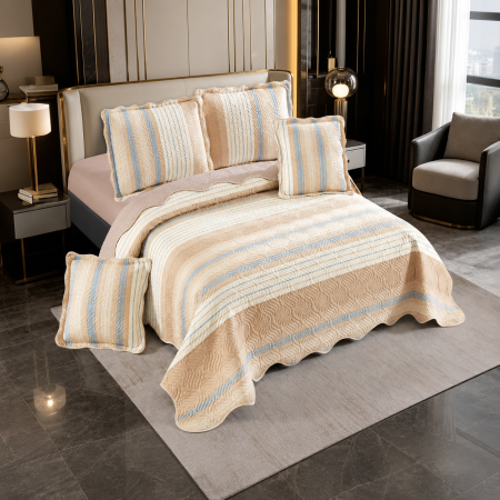 Cuverturi - Cuvertură bumbac 100%, 5 piese, pat 2 persoane, 230x250 cm, CB532