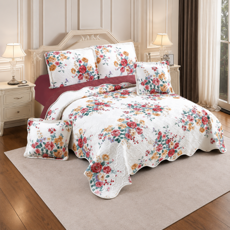 Cuverturi - Cuvertură bumbac 100%, 5 piese, pat 2 persoane, 230x250 cm, CB537