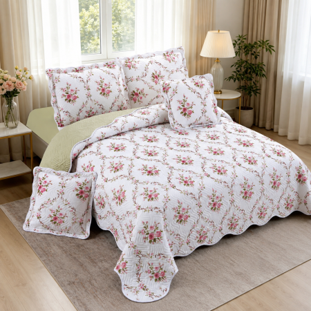 Cuverturi - Cuvertură bumbac, 5 piese, pat 2 persoane, 230x250 cm, CB545