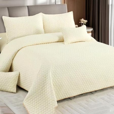 Cuverturi - Cuvertură bumbac cu in, 5 piese, 220x240 cm, crem