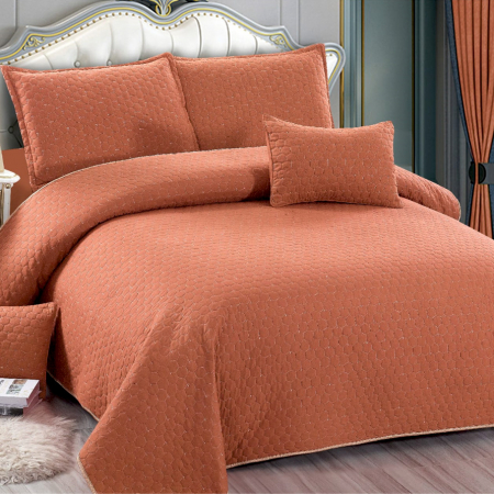 Cuverturi - Cuvertură bumbac cu in, 5 piese, pat 2 persoane, 220x240 cm, CBI03