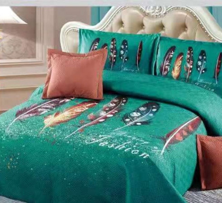 Pentru casă - Cuvertură catifea matlasată, cu model, 5 piese, pat 2 persoane, 230x250 cm, CM01