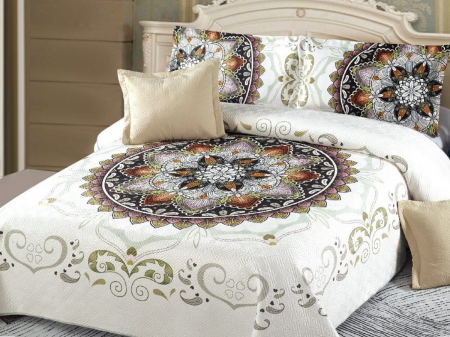 Pentru casă - Cuvertură catifea matlasată, cu model, 5 piese, pat 2 persoane, 230x250 cm, CM05