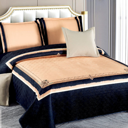 Pentru casă - Cuvertură catifea matlasată, cu model, 5 piese, pat 2 persoane, 230x250 cm, CM07