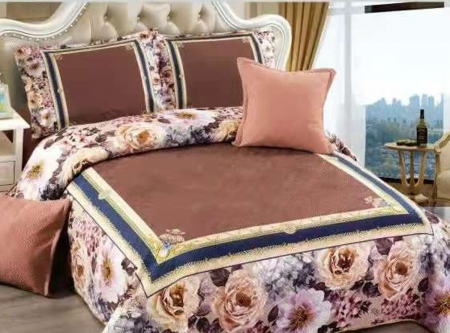 Cuverturi - Cuvertură catifea matlasată, cu model, 5 piese, pat 2 persoane, 230x250 cm, CM16