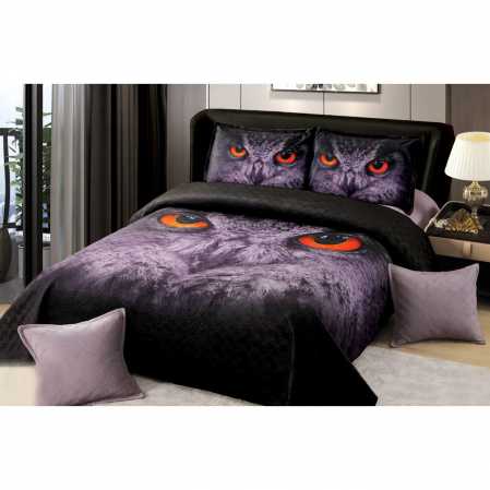 Pentru casă - Cuvertură catifea matlasată, cu model, 5 piese, pat 2 persoane, 230x250 cm, CM34